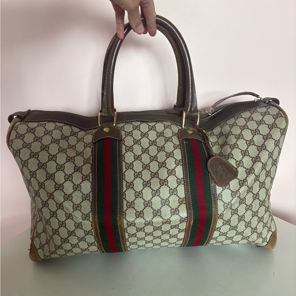 GUCCI Web Sherry Line Boston Travel Bag - Picture 1 of 15